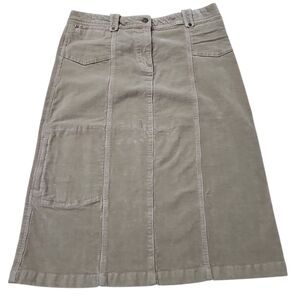 Woolrich Khaki Corduroy Midi Cargo Cotton Skirt Sz 12 Womens